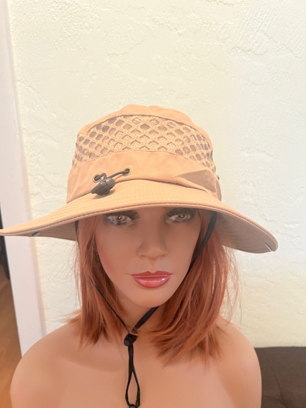 #1792**Light Tan Unisex’s Wide Brim Sun Hat with Chin Strap - Picture 1 of 11